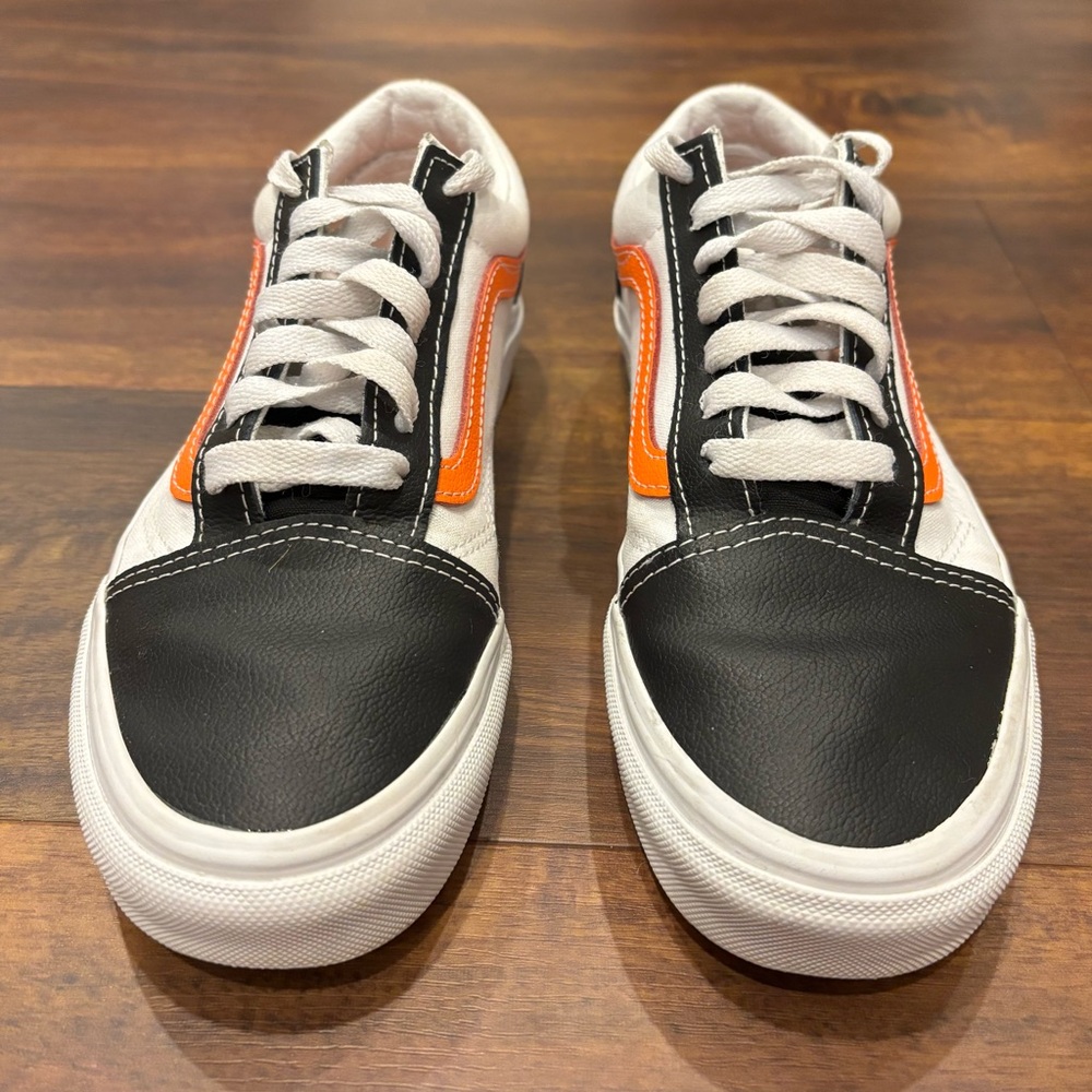 Vans Black and Orange Sneakers Athletic Shoes with Classic Low-Top Design